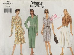 1947 EZ VOG SHIRTWAIST FLARE-STRT SS-LS DRESS PATTERN 18-22